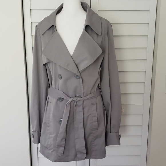 Vertigo Paris Blue/Gray Trench Coat Doble Breasted Button Down Jacket Size XL - Picture 2 of 15